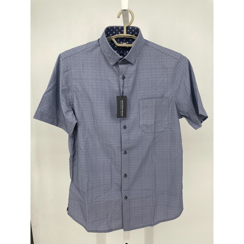 Mizzen + Main Mens Leeward Shirt Mens Small Trim Light Blue Circle Antimicrobial